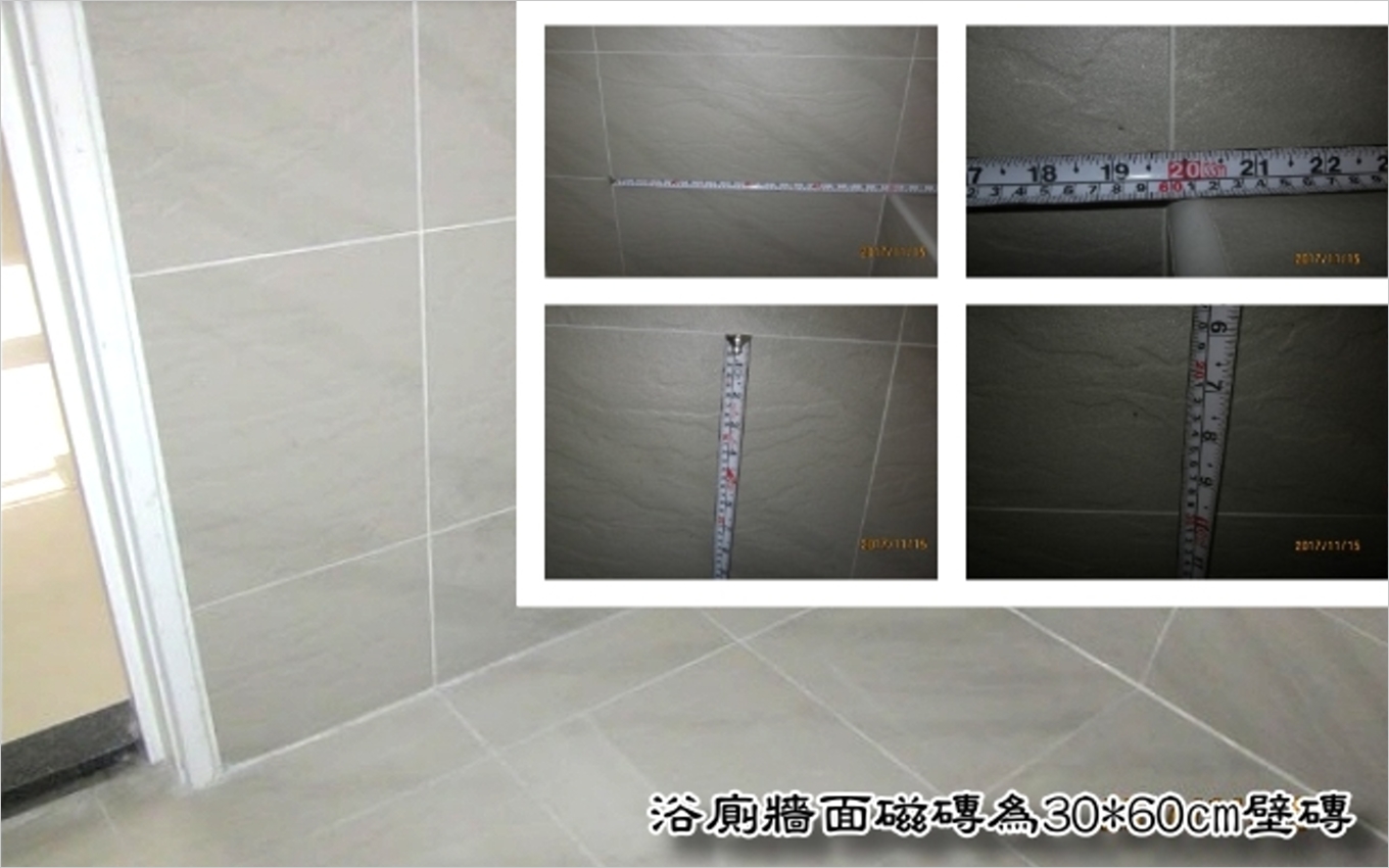 浴廁牆面磁磚為30*60cm壁磚