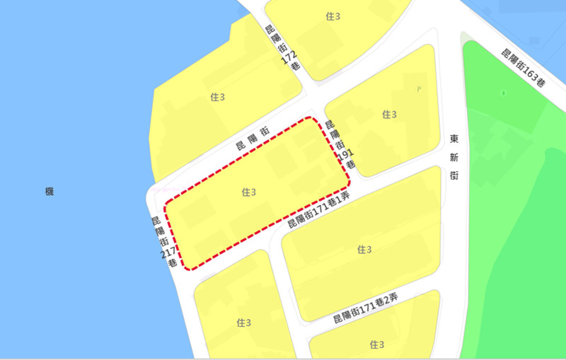 臺北市南港區玉成段四小段303地號等6筆土地公辦都市更新案土地使用分區圖